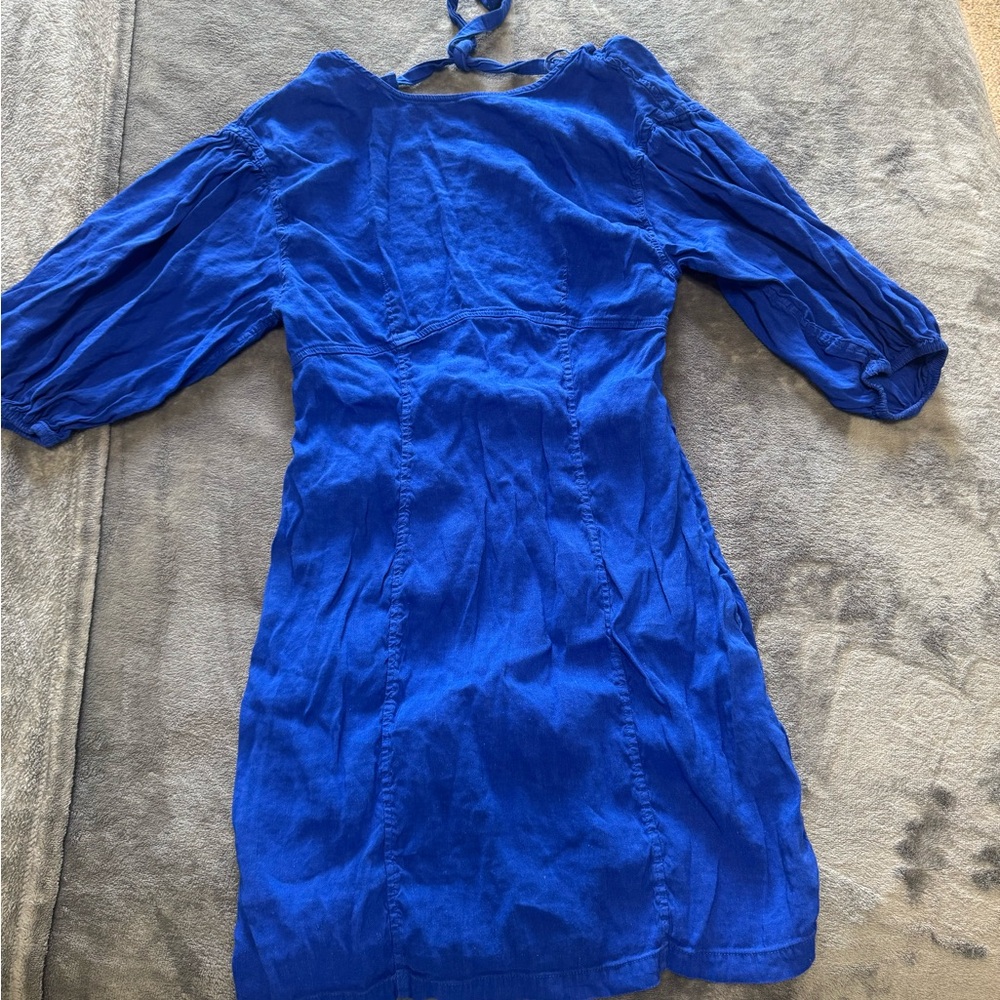 Royal Blue Smocked Tiered Midi Dress